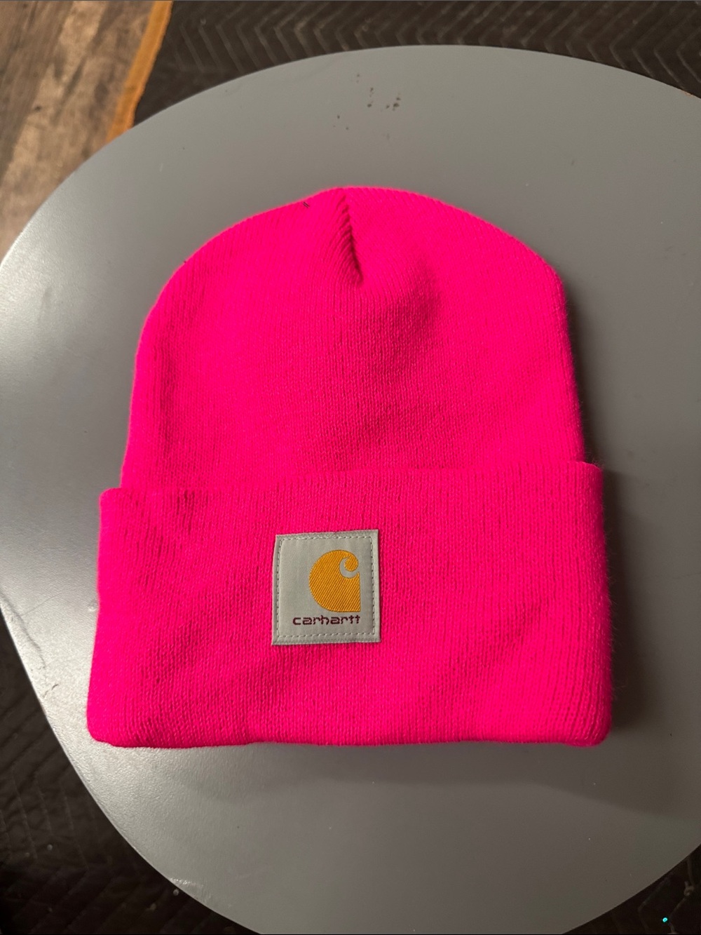 Carhartt women’s  Neon Pink Cuffed Beanie with Logo Patch
